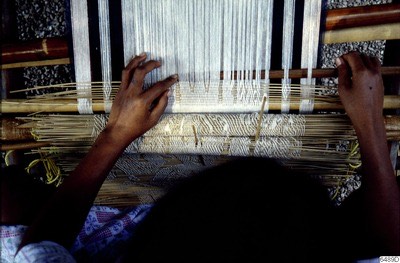 Heddle rods across warp