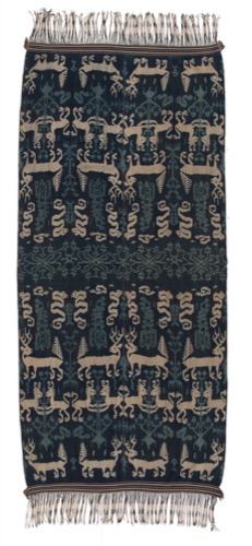 Cotton shoulder cloth with realistic figures in warp ikat